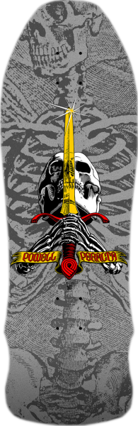 Powell & Peralta GeeGah Skull and Sword Silver Deck 9.75