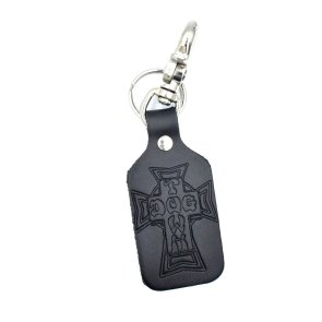 Dogtown Vintage Cross Leather Clip-on Keychain