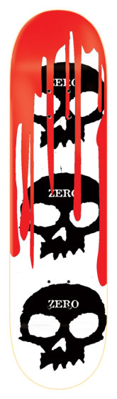 Zero Skateboards Team 3-Skull Blood White deck 7,875&quot;