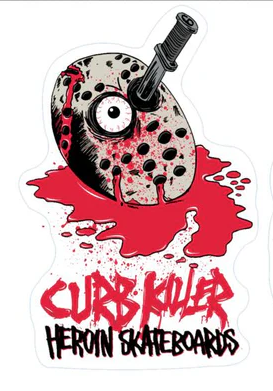 Heroin Skateboards Curb Killer Knife Sticker