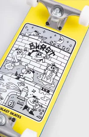 Blast Skates Colour Me In Complete Skateboard 8"