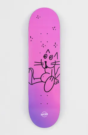 Inpeddo Skateboards Booze Cat Pink Mid Size deck 8"
