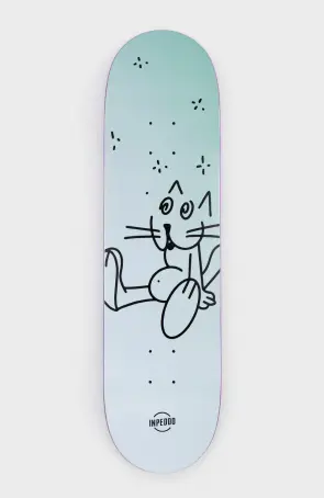 Inpeddo Skateboards Booze Cat Grey Mid Size deck 7.75"