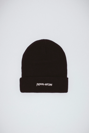 Fucking Awesome Metal Stamp Logo Cuff Beanie Black