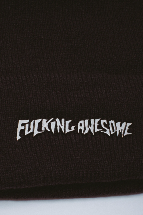 Fucking Awesome Metal Stamp Logo Cuff Beanie Black
