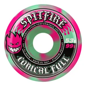 Spitfire Formula 4 Conical Full Pink/Teal Swirl Wheels...