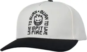 Spitfire Live To Burn Arch Snapback Hat White/ Black